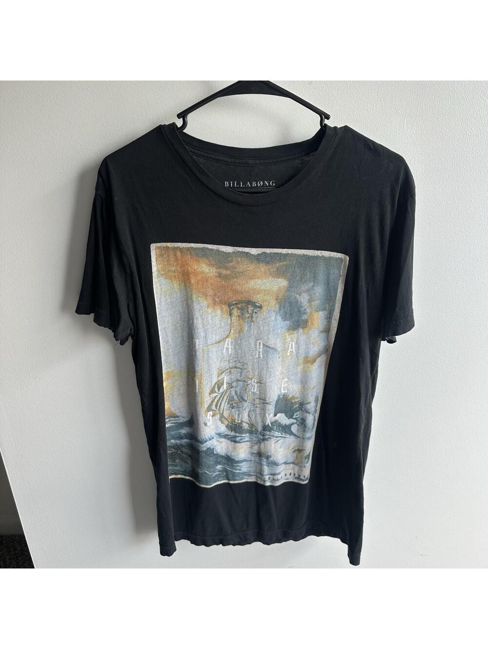 Billabong Overdye Silicone Wash Premium Paradise Sux Black Men's M T-Shirt